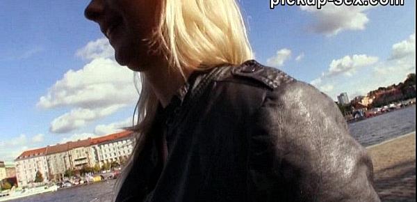  Pretty amateur blonde eurobabe Monika banged for money